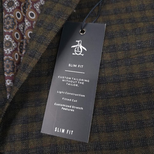 $395 Original Penguin Green Checked Wool Blend Blazer Jacket Mens Size 44L - Picture 10 of 13
