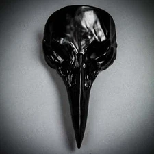 Black Raven Skull Long Nose Bird Nose Halloween Masquerade Party Full Face Mask
