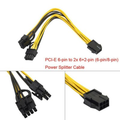 GPU VGA PCIe 8 Pin Female to Dual 2X 8 Pin (6+2) Male Y-Splitter Extension Cable
