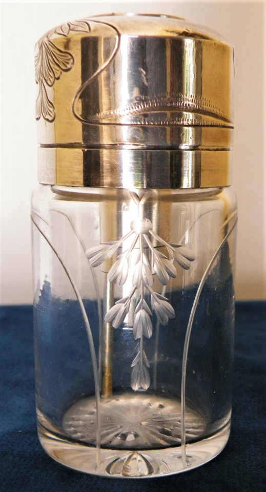 Vaporisateur à pompe argent et cristal gravé, fin XIXé, signé K Frères (3) - Photo 3/4