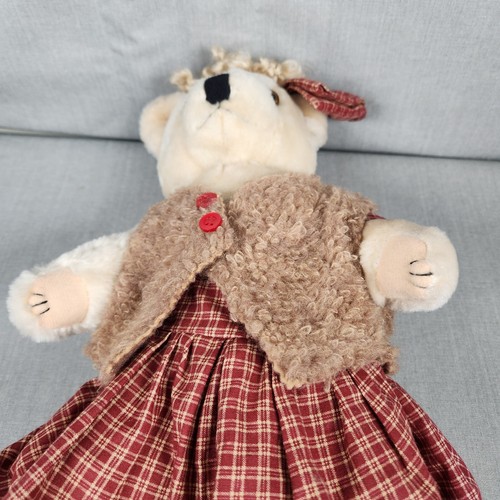 Signed Marge Duffin Teddy Bear w Dress Vest + Hair Bow & Pantaloons Ja-Mar 12" - Picture 8 of 10