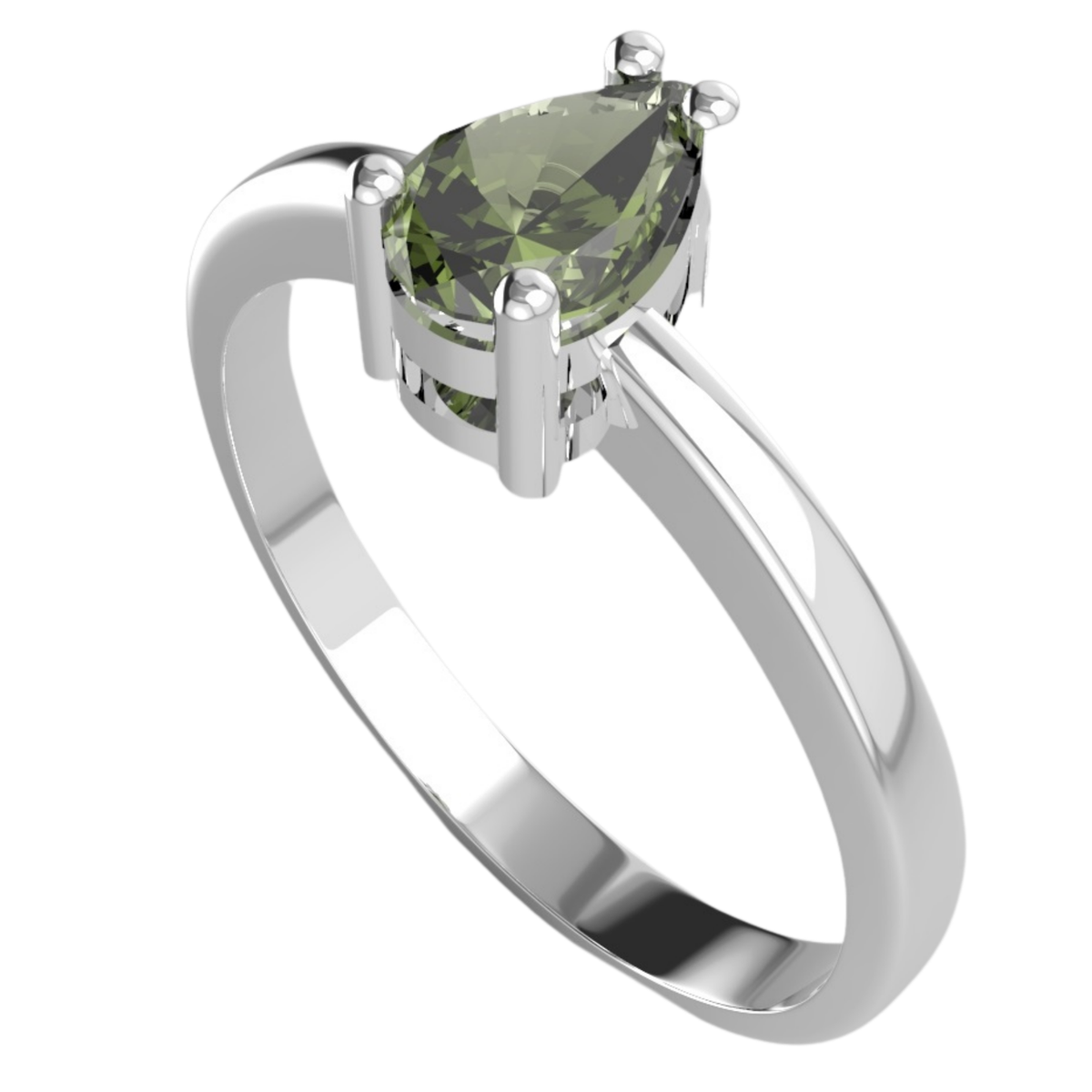 Silver ring with drop real certificated faceted natural Czech vltavin  moldavite | eBay