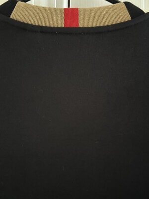 BURBERRY JARRAD CHECK NECK LONG SLEEVE Sm BLK SWEATER EMBROIDERED