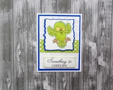 Card Kit 4 cards "Something to Celebrate" Colorful Lime Happy Bird