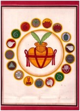 1990s TANTRA TANTRIC PAINTING VESSLE WITH MULTIPLE SYMBOLS IN ONE ON OLD PAPER