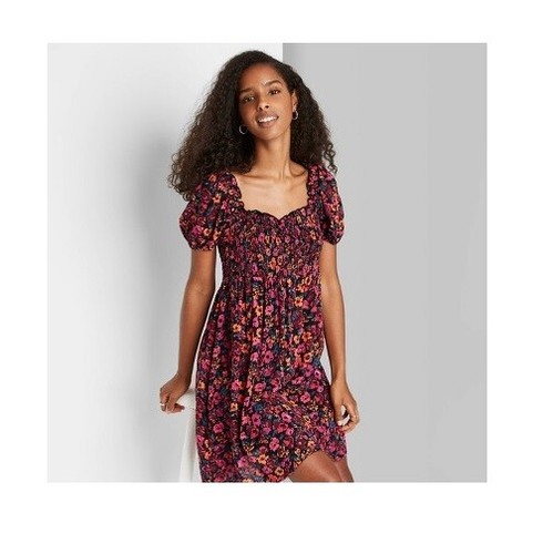 Floral Puff Sleeve Smocked 