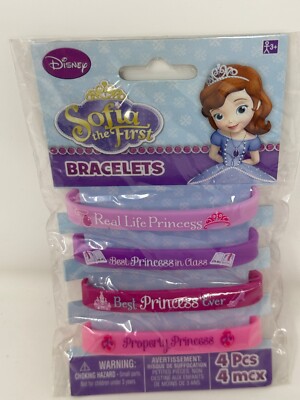 Disney Sofia The First Silicone Princess Bracelets 4-Pack Birthday Party Favors