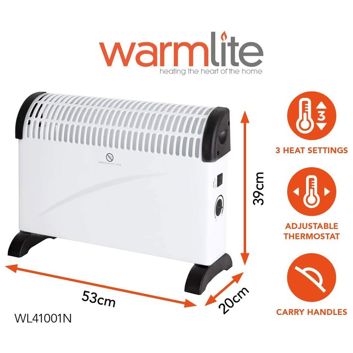2KW Convector Heater 2000w 3heat setting adjustable thermostat