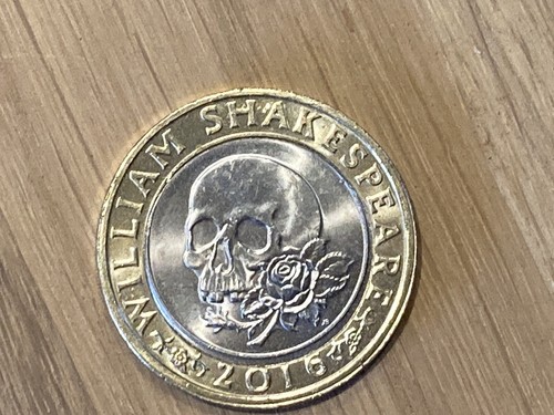 £2 Rare Coin William Shakespeare 2016 Original ERROR Two Pound Skull