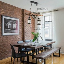 Rustic Wood Chandelier Farmhouse Loft Retro Pendant Light Ceiling Fixture Lamp