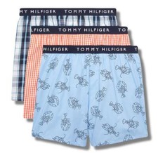 TOMMY HILFIGER MEN X3 - 243 FOSSIL CTE LARGE - 3 PACK SLIM WOVEN BOXER UNDERWEAR