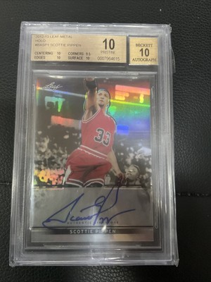 2012-13 Leaf Metal Scottie Pippen /50 Silver Holo BGS 10 Pristine Auto Autograph