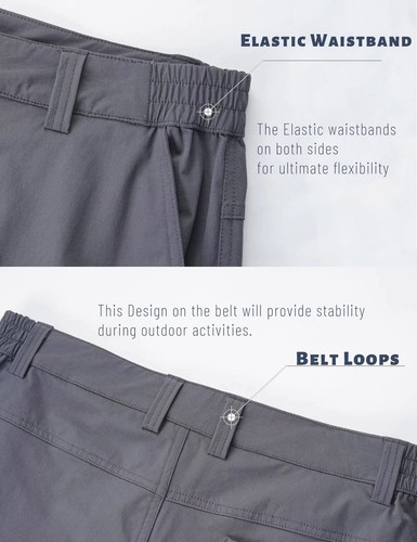 Men's 5-Pockets Hiking Shorts Water-Resistant Quick Dry Rip-Stop Outdoor Pants - Picture 61 of 83