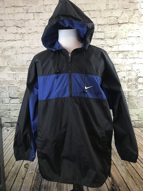 Mens Nike Black/ Blue Nylon Long Sleeve Jacket Hoodie Size Large (B1-i16) | eBay