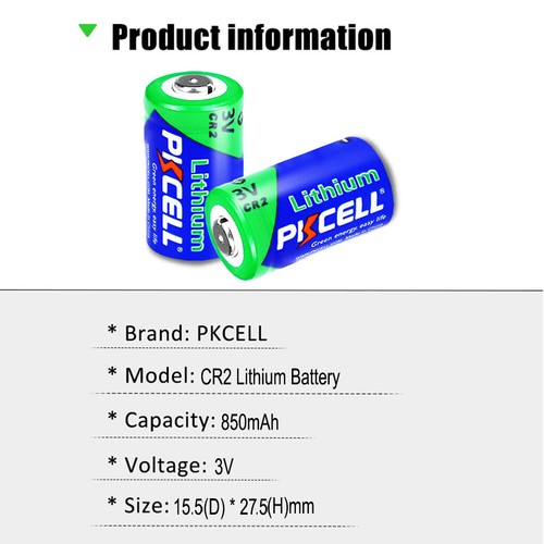 PKCELL CR2 Batteria 3 V CR15H270 Batterie fotografiche al litio per telemetro (10 pz) - Foto 3 di 6