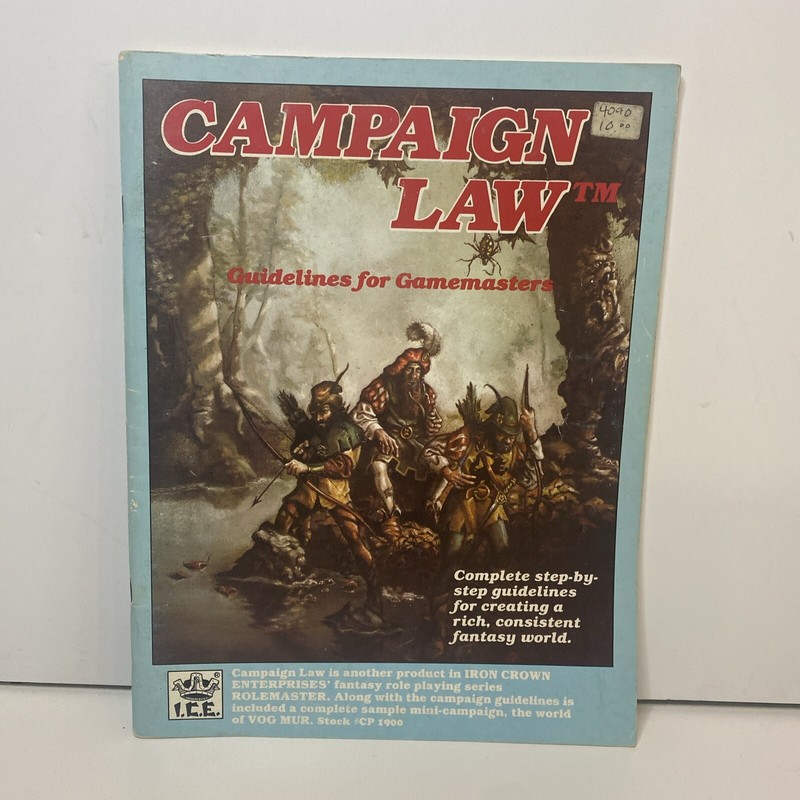 Campaign Law Guidelines For Gamemasters Rolemaster Iron Crown Enterprises  1900
