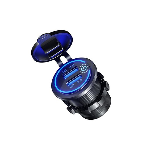 Fast Charger LED Waterproof QC3.0 Socket 12V Dual USB Car Outlet Power Voltmeter - Picture 7 of 16