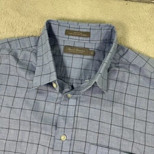 Daniel Cremieux Shirt Mens Large Blue Check Classic Long Sleeve Collar Button-Up