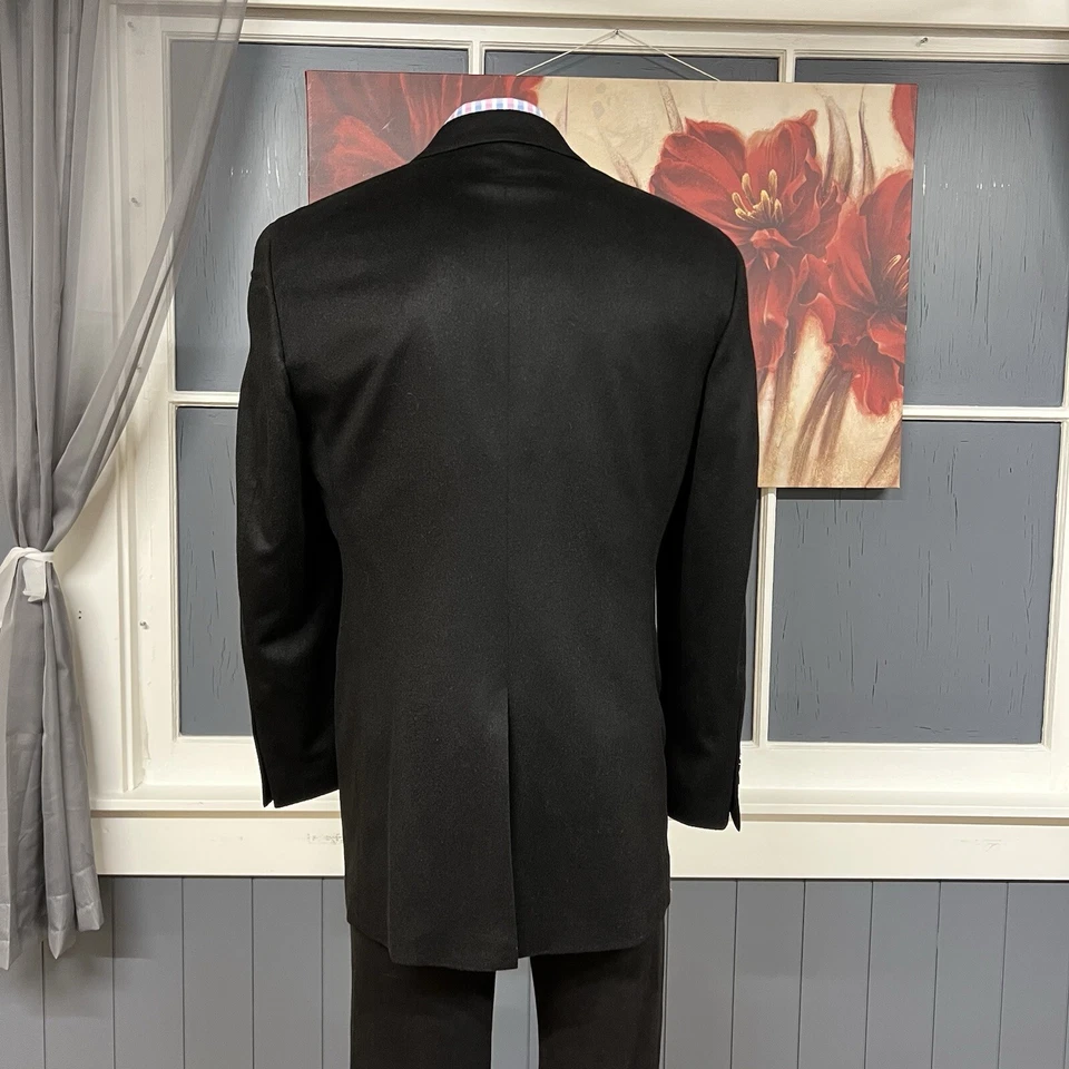 Tasso Elba Cashmere Jacket Sport Coat Mens 42L Long Black Blazer - Image 3 of 4