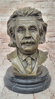 Vintage Style Büste Von Albert Einstein Mavchi Bronze Geschenk Skulptur Statue