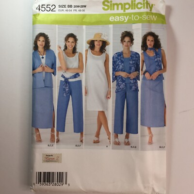 Simplicity 4552 Oberteil Jacke Hose Rock Kleid Easy Damen Neu ungeschnittenes Muster