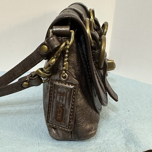 COACH Legacy Garcia Leather Wristlet Clutch Turn Lock Double Buckle Brown Bronze - Picture 8 of 21