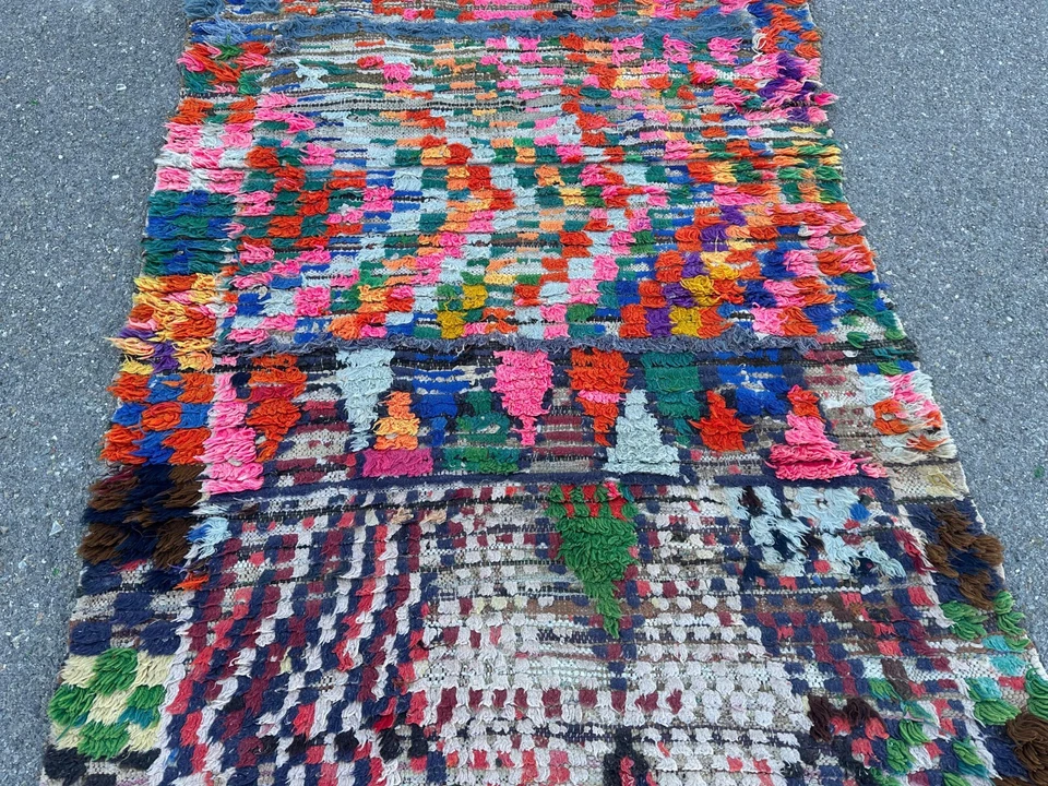 Handwoven Moroccan Boucherouite Rug–Vibrant Colorful Boho Area Carpet 3.2x5.5 ft - Image 3 of 4
