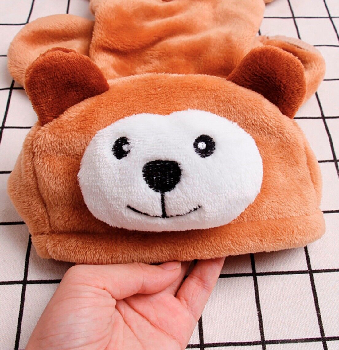 FLEECE DOG PYJAMAS PLAY SUIT JUMPER HOODIE PET CAT PUPPY BROWN BEAR