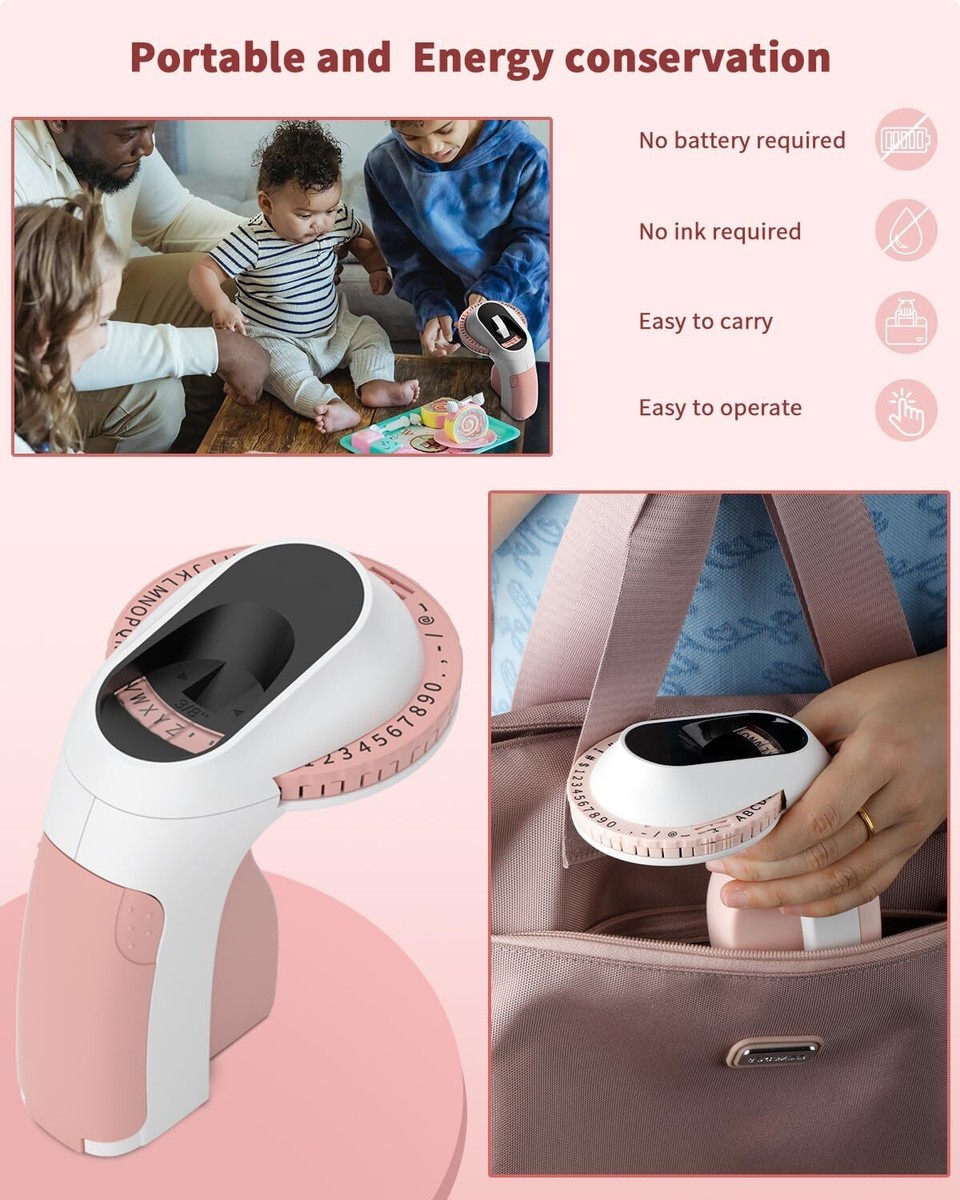 Phomemo E975 Labeling Device, Embossing Machine, Label Printer, 3D Label Printer with 3 Label Tape (€ € E Ö Ü) Portable Label Device Pink for Home and Office