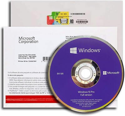 Microsoft Windows 10 Pro 64Bit Deutsch OEM COA KEY + DVD Neu Versiegelt VERSAND