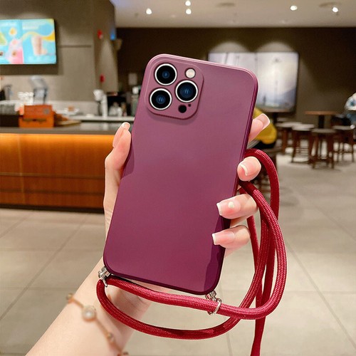 For iPhone 16 15 14 13 12 Pro Max 11 Shockproof Silicone Neck Lanyard Case Cover - Afbeelding 24 van 26