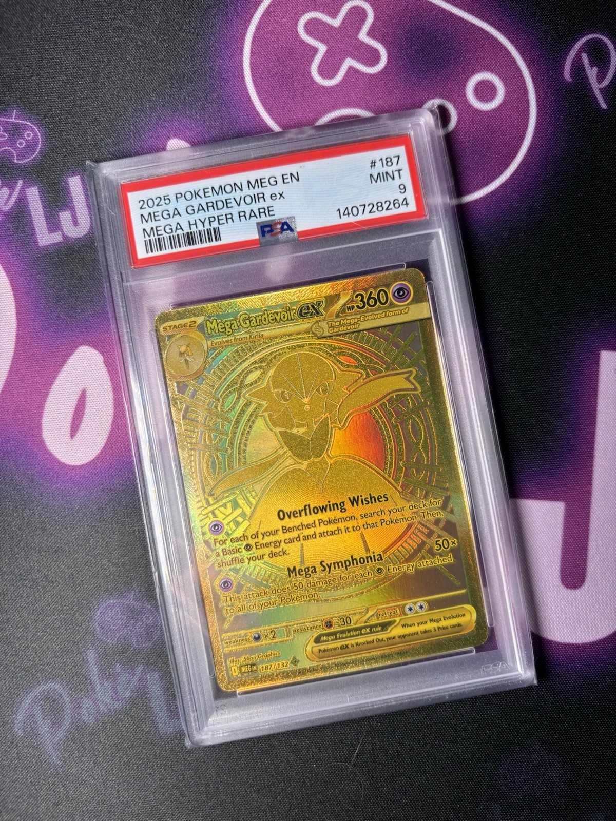 PSA 10 Pokemon - Mega Gardevoir Ex #187 - Mega Hyper Rare - Gold - English