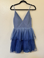 Speechless Girls Blue Glitter Tulle Tiered Dance Dress Sleeveless Size 5