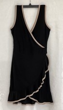 ✨ Women's Black Jersey Pullover Faux Wrap Summer Dress – Size Small ✨