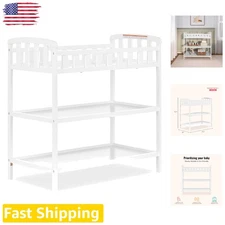 Solid New Zealand Pine Emily Changing Table - White, Compact, Storage