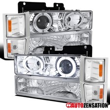 Fit 1994-1998 C10 Ck Silverado Tahoe Led Halo Projector Headlightscorner Lamps