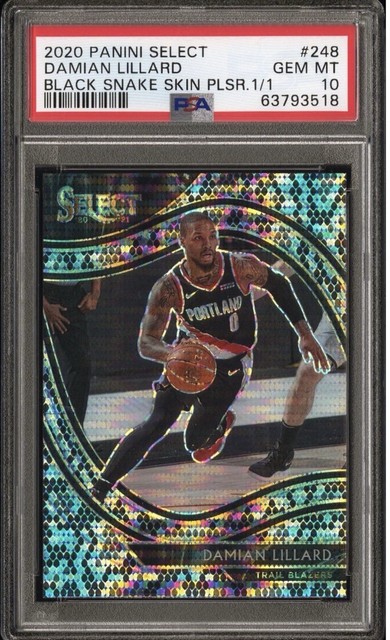 2020-21 Panini Select - Courtside Damian Lillard #248 Black Snake Skin Pulsar /1
