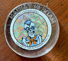 Goosebumps Curly SKELETON Pog Slammer Plastic R.L. STINE 1995 Rare Pog Vintage