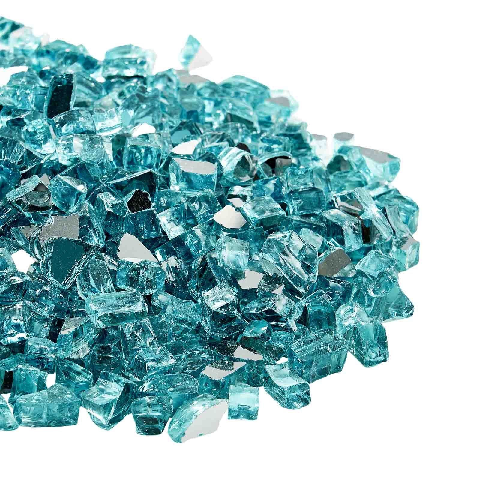 10lb 1/2-Inch Aqua Blue Fire Glass Rocks for Fireplace or Fire Pit Table