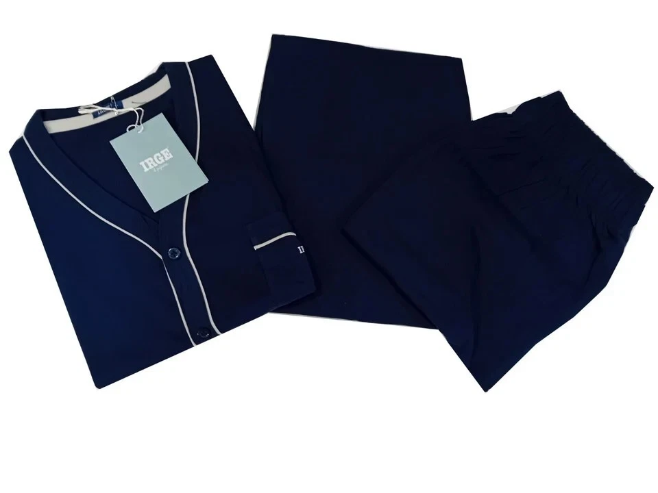 IRGE PIGIAMA UOMO APERTO 3 PEZZI CALIBRATO IN COTONE TAGLIE MAXI ART TUC14 - Immagine 2 di 3