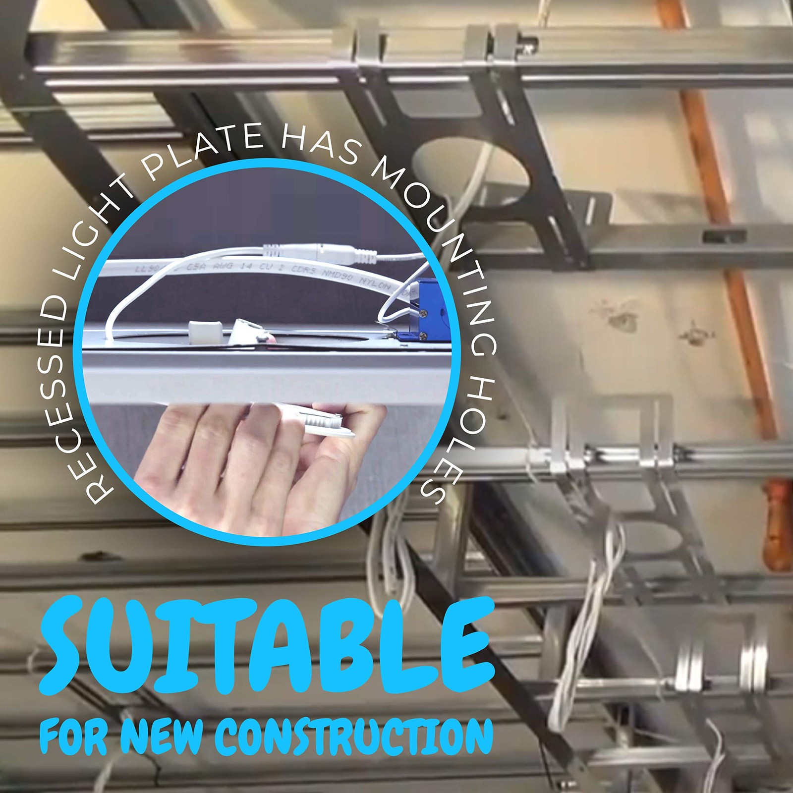 OhLectric Recessed LED Light Plate-Slim Kit Bracket-Construction Mounting Plate