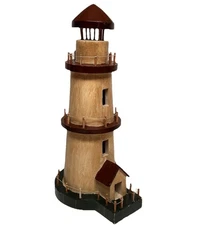 Wooden 3 Tier Lighthouse, Beach Decor. 12” Tall handmade, Hand Assembled Vintage