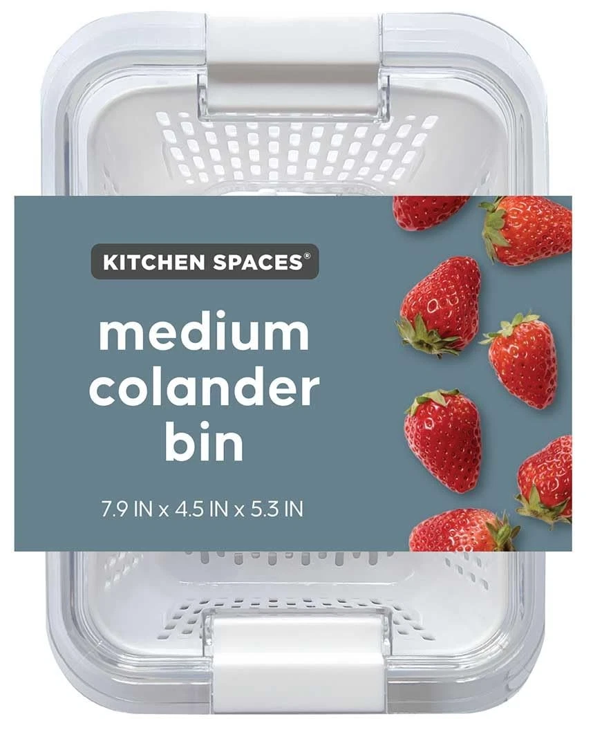 Colander Bin, Produce Saver, Fridge Organizer With Lid, Wash, Strain and Stor...
