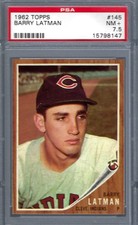 1962 Topps #145 PSA 7.5 Barry Latman Indians 145 Nice!