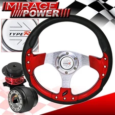 Quick Release + 320mm Type-R Red Fusion Style Steering Wheel For 96-15 Civic