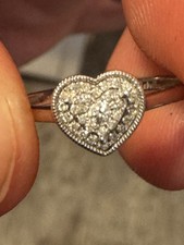 Engagement Diamond Heart Ring 10k White Gold