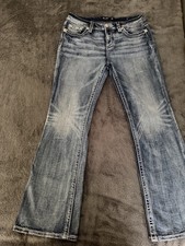 Miss Me Bootcut Jeans Blue Embroidered Stretch Denim Western Women's