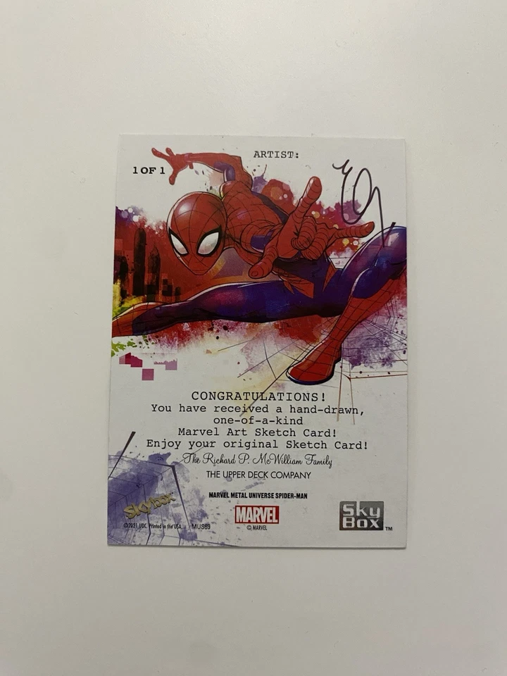 2021 Skybox Marvel Metal Universe Spider-Man Artist Sketch Card- Sandman #1/1 - Image 2 of 2