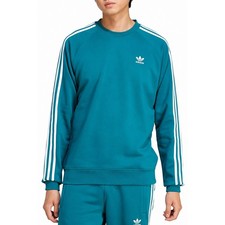adidas Men's Adicolor 3 Stripe Crewneck Sweatshirt Legacy Teal Medium NWT