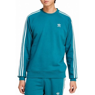 adidas Men's Adicolor 3 Stripe Crewneck Sweatshirt Legacy Teal Medium NWT